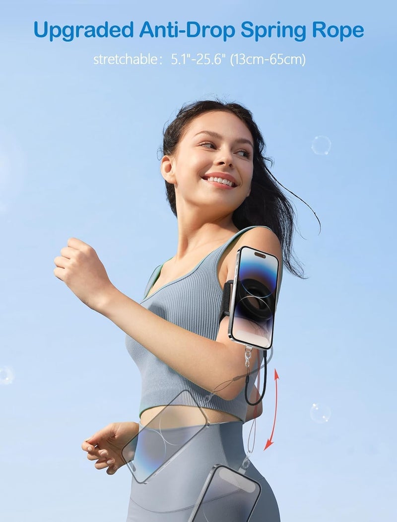 TOPGO Running Phone Holder for iPhone [360° Rotatable & Upgrade Anti-Drop] Magnetic Wrist Phone Holder, Magsafe Armband Compatible with iPhone 17 Pro and Android - Black - Image 5